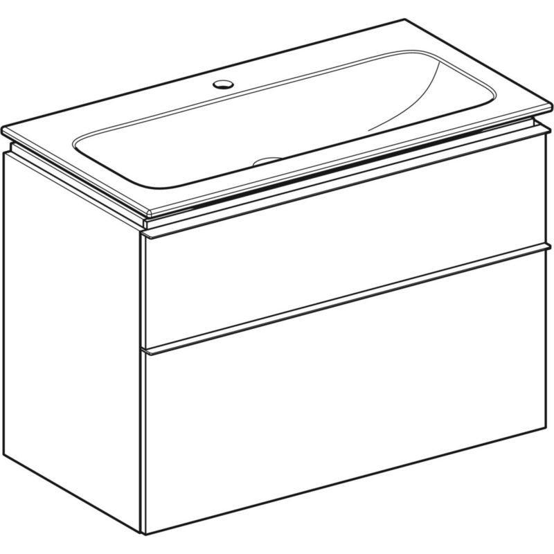Súpava nábytkového umývadla iCon s úzkym okrajom, so skrinkou, biela/dub,láva, 502.333.JH.1