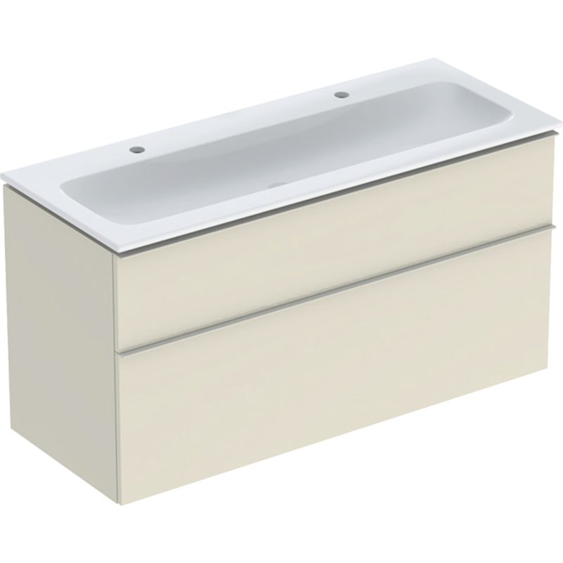 Súprava nábytkového umývadla iCon s úzkym okrajom, so skrinkou, biela/pieskovosivý, 502.334.JL.1