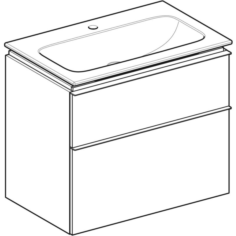 Súprava nábytkového umývadla iCon s úzkym okrajom, vr. skrinky, biela/KeraTect, chróm, 502.332.01.2