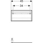 Obdĺžnikový nástenný box Geberit iCon, 45cm, 23.3cm, 13.2cm, orech