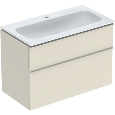 Súprava nábytkového umývadla iCon s úzkym okrajom, so skrinkou, biela/pieskovosivý, 502.333.JL.1
