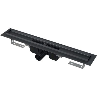 Podlahový žľab 850 mm, s okrajom pre perforovaný rošt, čierna matná