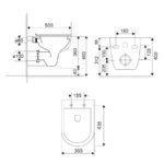 WC závesné, RIMLESS, 530x355x360, keramické, vr. sedátka CSS113S