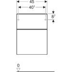Bočná skrinka Smyle Square s 2 zásuvkami, 45cm, 60cm, 47cm, láva