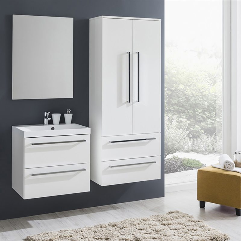 Bino, kúpeľňová skrinka s umývadlom z liateho mramoru 121 cm, biela