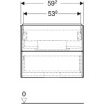 Skrinka pod umývadlo ONE s 2 zásuvkami: 59.2cm, 50.4cm, 47cm, Čierna