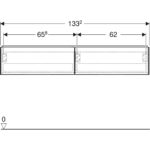 Skrinka pod umývadlo ONE s 2 zásuvkami: 133.2cm, 26.6cm, 47cm, Dub