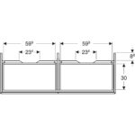 Skrinka pod umývadlo ONE s 2 zásuvkami: 133.2cm, 26.6cm, 47cm, Dub