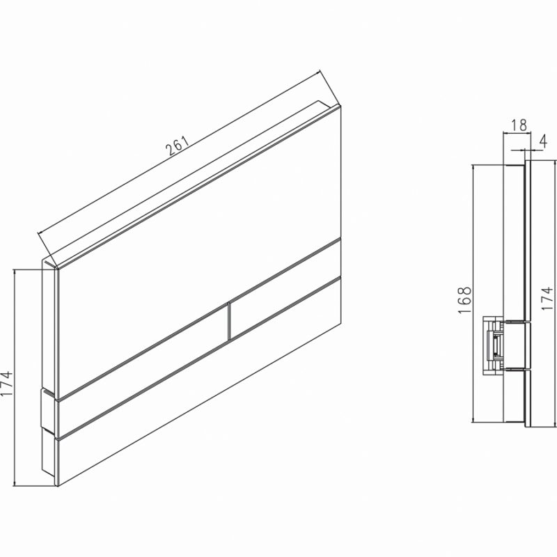Ovládacie WC tlačidlo JOMO EXCLUSIVE 2.1 rámček chróm-lesk 2.0/sklo zrkadlové šedé