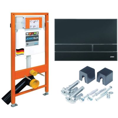 JOMOTech WC inštalačný modul 3v1 s tlačidlom EXCLUSIVE 2.0 čierna matná, 1120 mm + montážna sada