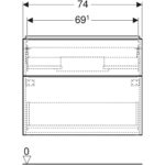 Skrinka pod umývadlo iCon, s 2 zásuvkami, 74cm, 61.5cm, 47.6cm, biele, chróm