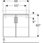 Skrinka Geberit Selnova Compact pod rohové umývadlo, 2 dvierka, biely