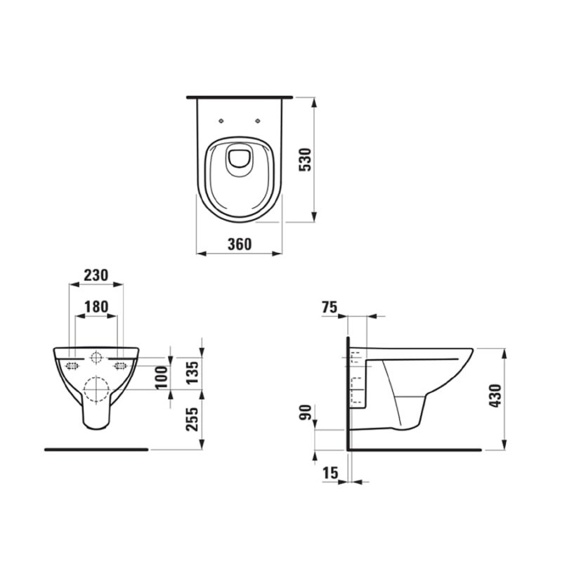 Závesné WC Laufen Pro, 530x360mm, Rimless, biela, H8209600000001