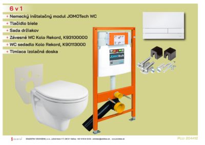 Inštalačný modul JOMOTech WC modul + Tlačidlo biele + Sada držiakov + Závesné WC Kolo Rekord +doska