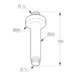 Sprchové rameno zo stropu KLUDI A-QA 15cm, čierna matná/chróm