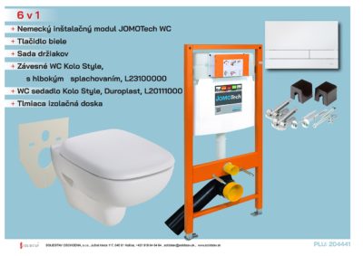 Inštalačný modul JOMOTech pre WC + Tlačidlo biele + Sada držiakov + Závesné WC Style + WC doska