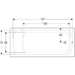 Obdĺžniková vaňa Geberit Perfect s nohami 180x80 cm, biela