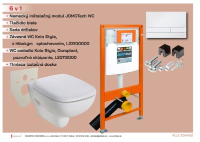 Inštalačný modul JOMOTech pre WC + Tlačidlo biele + Sada držiakov + Závesné WC Style + WC doska