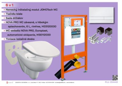 Inštalačný modul JOMOTech pre WC + Tlačidlo biele + Sada držiakov + Závesné WC Nova Pro + WC doska