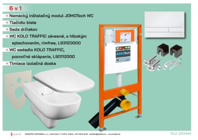 Inštalačný modul JOMOTech pre WC + Tlačidlo biele + Sada držiakov + Závesné WC Traffic + WC doska