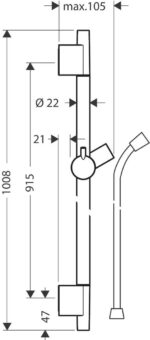 Unica - S Puro sprchová tyč 90 cm so sprchovou hadicou, chróm