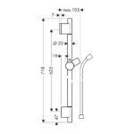 Unica - S Puro sprchová tyč 65 cm so sprchovou hadicou, chróm
