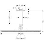HG Raindance - Hlavová sprcha 300, 1 prúd, prívod od stropu 100 mm, chróm