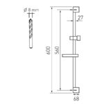 Sprchová tyč s posuvným držiakom sprchy a mydelničkou, chróm
