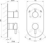 RAVAK Espirit Podomietková batéria 3 cestná s prepínačom, pre R-box, matná čierna