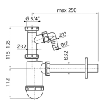 Umývadlový sifón O32 s prípojkou a maticou 5/4"