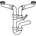 Sifón pre 2 drezy, 2 diel, d40, s uhlovou hadic. prípojkou