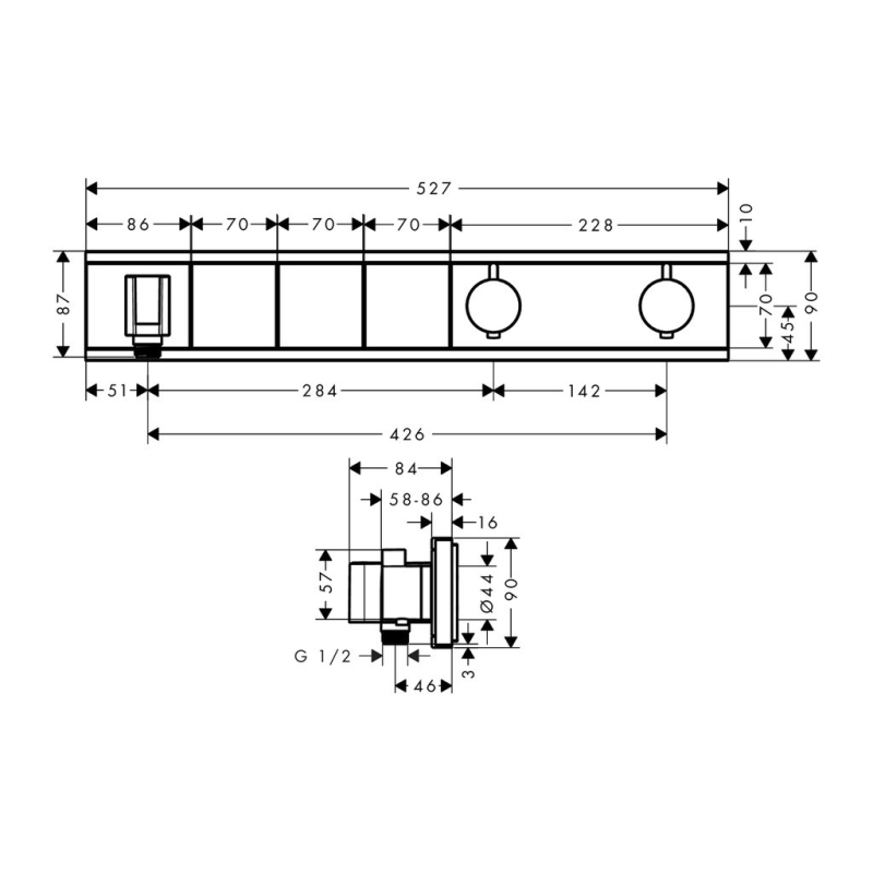 HG Rain Select Podomietkový termostatický modul pre 3 spotrebiče, chróm, 15356000