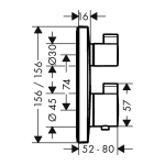 HG Ecostat Square Termostat pod omietku pre dva spotrebiče, chróm