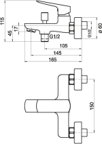 Vaňová nástenná batéria NOBLESS EGO bez príslušenstva 150mm, čierna