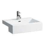 Polozápustné umývadlo LIVING CITY 550x460 mm, 1 otvor pre batériu v strede, biela