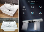 Kombinovaná vodovodná batéria so sušičom rúk Jet Dryer AIRTAP guľatá, kefovaný nerez