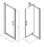 Krídlové pivotové dvere GEO: L=75–80cm, H=190cm, T=8cm, Geberit