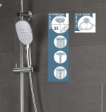 Sprchový set SCHÜTTE Aquastar hlavová sprcha, ručná sprcha a polička, biela/chróm, 4008431605104