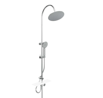 Sprchový set SCHÜTTE Aquastar sprchový stĺp s dažďovou sprchou a poličkou, biela/chróm