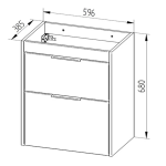 Mereo Vigo, kúpeľňová skrinka s keramickým umývadlom 61 cm, 2 zásuvky, biela