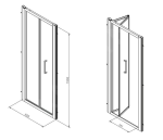 Skladacie dvere GEO: L=75–80cm, H=190cm, T=8cm, Geberit
