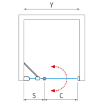 Jednokrídlové sprchové dvere s pevnou časťou CI PIF 900x2000 mm, Čierny elox/Sklo transparent
