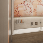 NIKAU Polica do kúpeľne sklenená 30x11 cm, biela matná, chróm