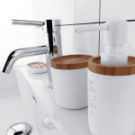 KORA Dávkovač na tekuté mydlo, 270 ml, biela/bambus