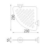 UNIX Polica rohová IXI, nerez/plexiglass s frézovaním