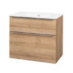 Mereo MAILO kúpeľňová skrinka s keramickým umývadlom 81 cm, dub Riviera
