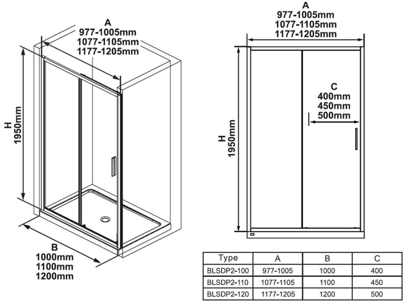 Sprchové dvere Blix Slim BLSDP2 - 120  čierna + transparent, X0PMG0300Z1