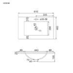 Opto kúpeľňová skrinka s keramickým umývadlom, 610x600x460 mm, spodná, biela lesk, 2 zásuvky
