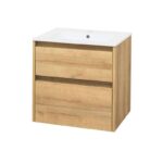 Mereo OPTO Kúpeľňová skrinka s keramickým umývadlom 61 cm, dub Riviera