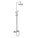 Termostatick sprchová batéria s hadicou, ručnou a tanierovou sprchou slim, 200x200mm, chróm
